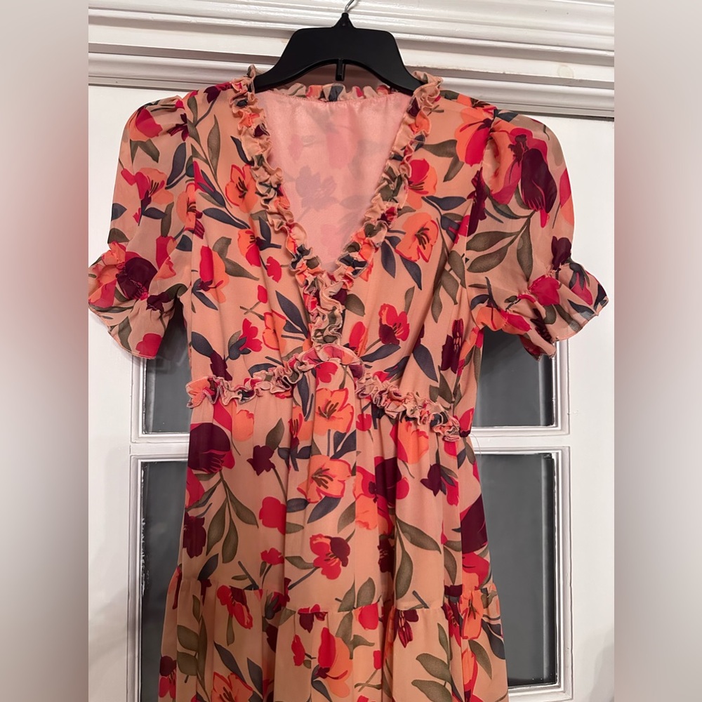Maxi flower-full dress , Size: Small